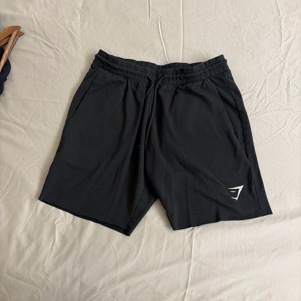 Gymshark Black Sweat Shorts Men’s Size Small Drawstring Logo Athletic Lounge